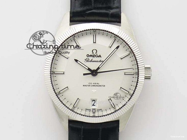 0721 Globemaster Master Chronometer SS V6F Best Edition White Dial On Black Leather Strap A FastDry 8269
